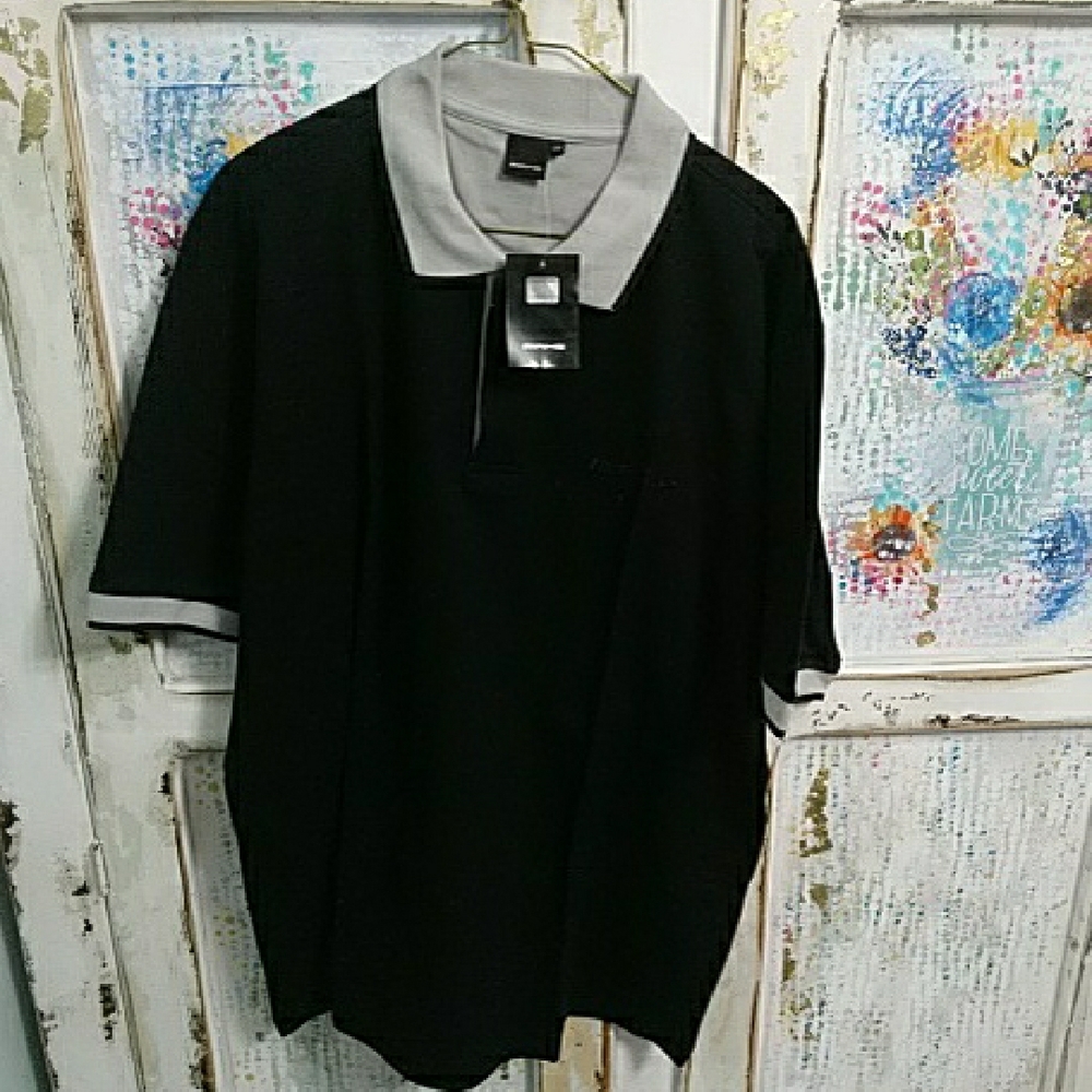 Men's Black and Gray Polo Shirt